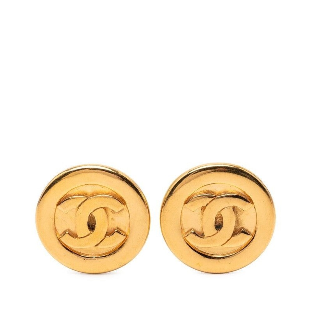 Chanel CC Logo Gold Plated Earrings